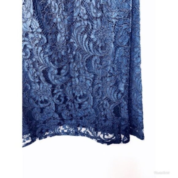Nanette Lepore Womens Blue Lace Halter Neck Midi Cocktail Party Dress Sz 6 NWT - Picture 5 of 10